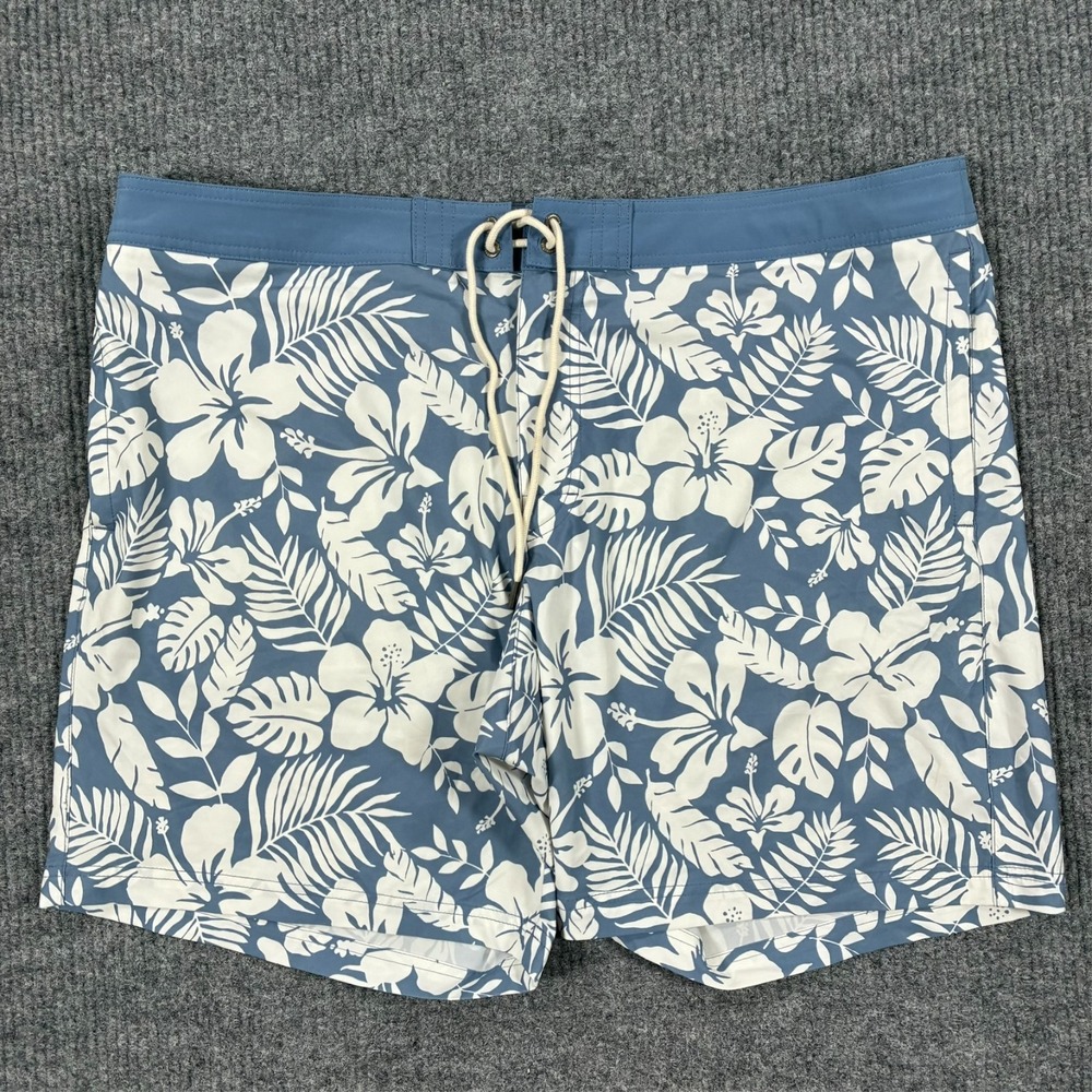 American Eagle Mens Swim Trunks Size 2XL Blue White Floral Board Shorts